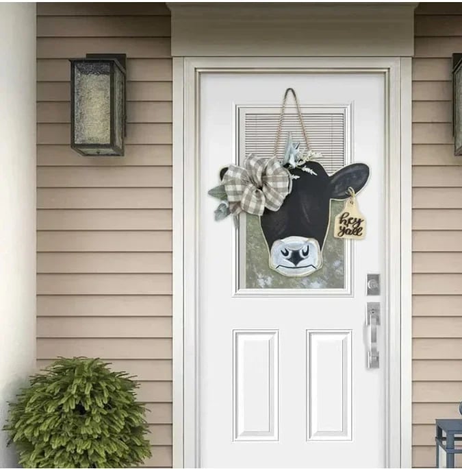 🔥Farmhouse Cow Head Welcome Wreath