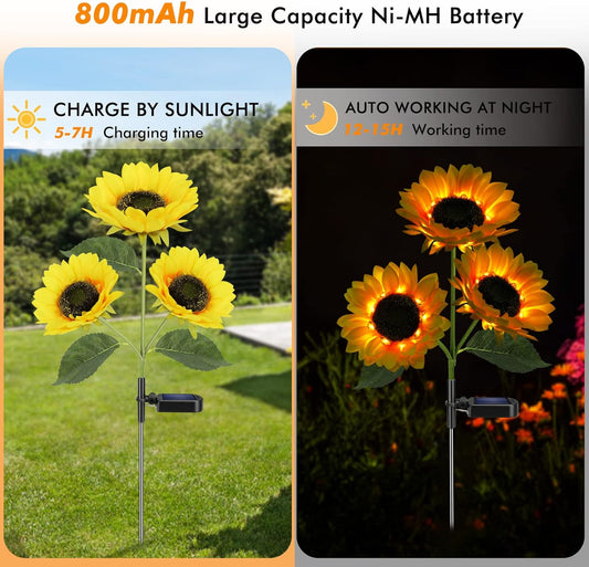 2 Pcs Solar Sunflower Lights