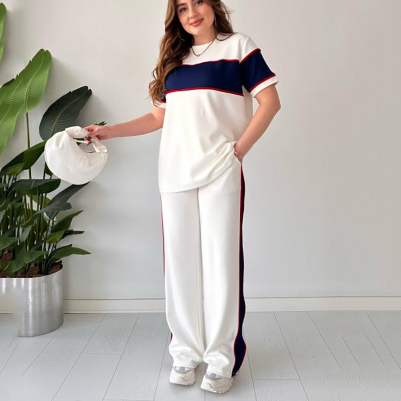 Women's Two-Piece Color-Block Casual Tracksuit