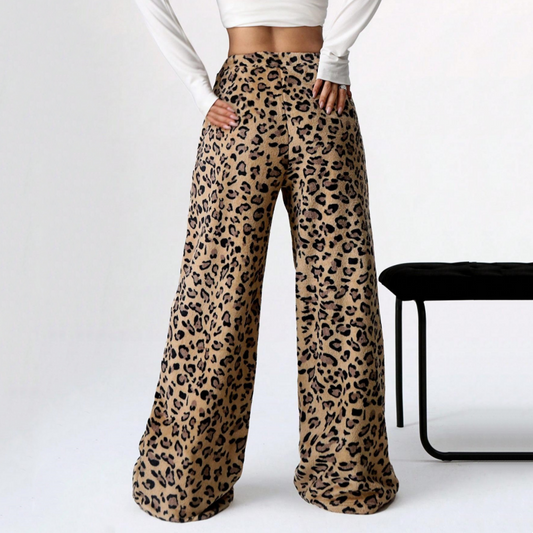 Leopard Print Wide Leg Pant