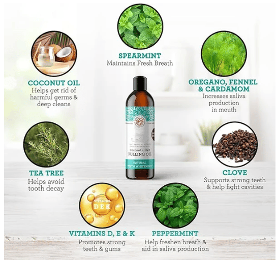 Oil Pulling Coconut & Mint Mouthwash - Natural Teeth Whitening