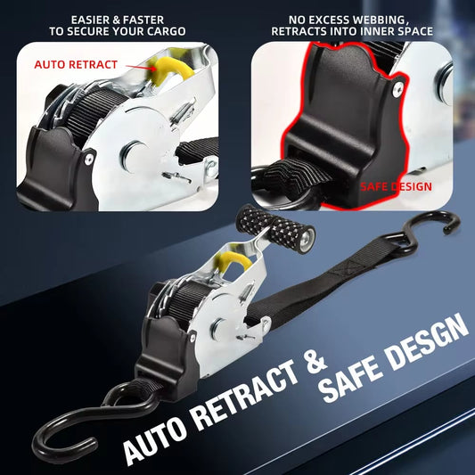 🔥 Retractable Auto Ratchet Strap
