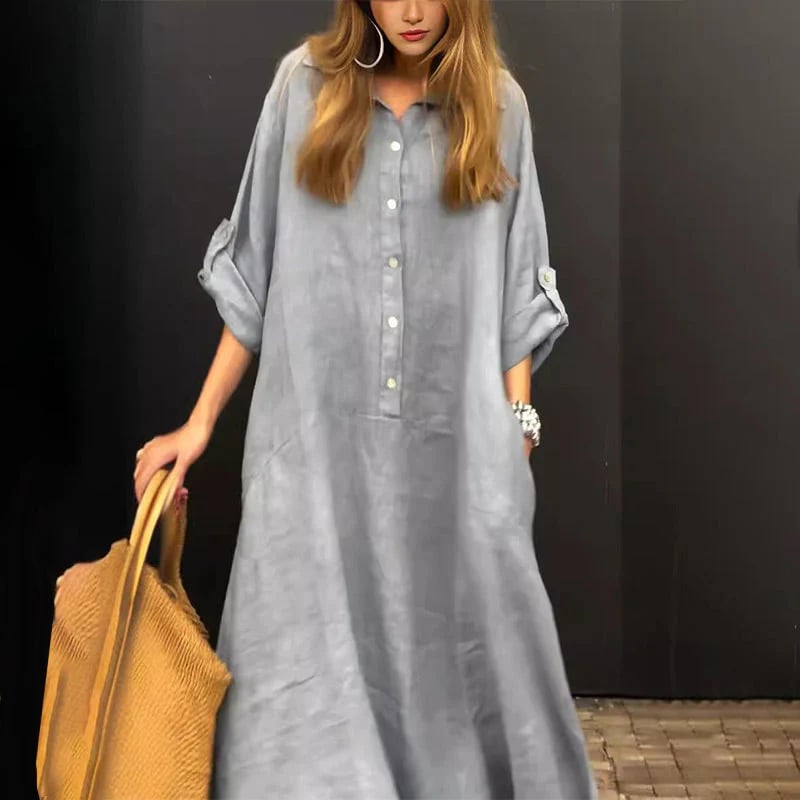 Summer maxi dress in cotton-linen blend