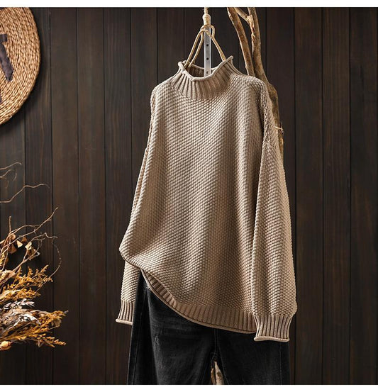 ⭐Turtleneck three-dimensional diamond knitted sweater