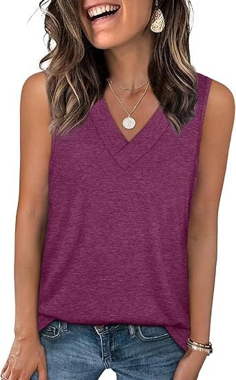 ✨Women's Sleeveless V-Neck Slimming Loose Fit Casual Tank Top T-Shirt