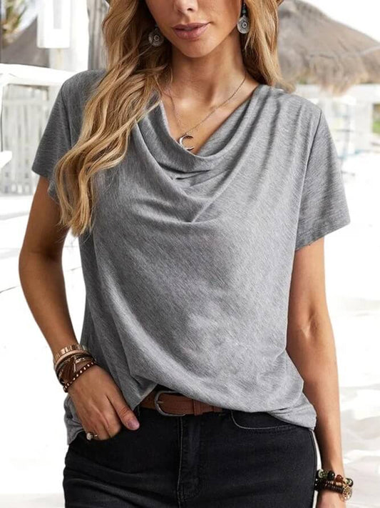 Solid color casual fashion short-sleeved female