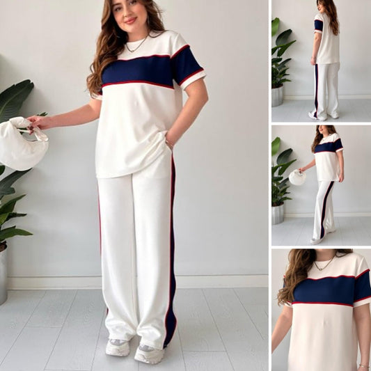 Women's Two-Piece Color-Block Casual Tracksuit