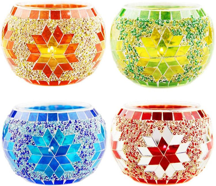 Mosaic Candle Holder Color Table Decor