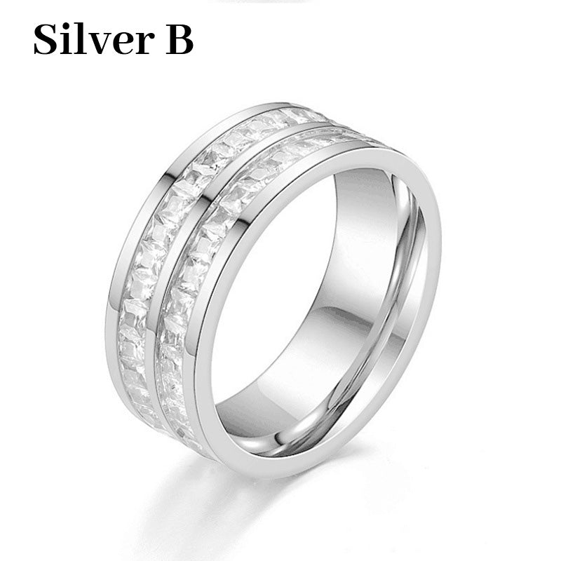 🎄Light Luxury Niche Titanium Steel Zircon Ring