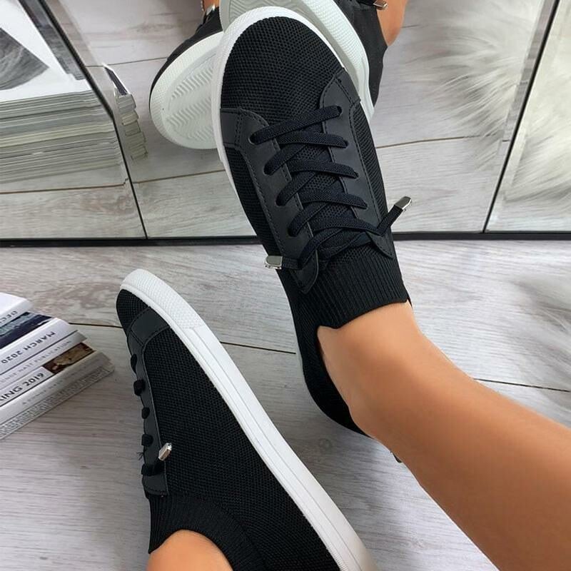 Casual Flat Heel Lace-up Canvas Sneakers