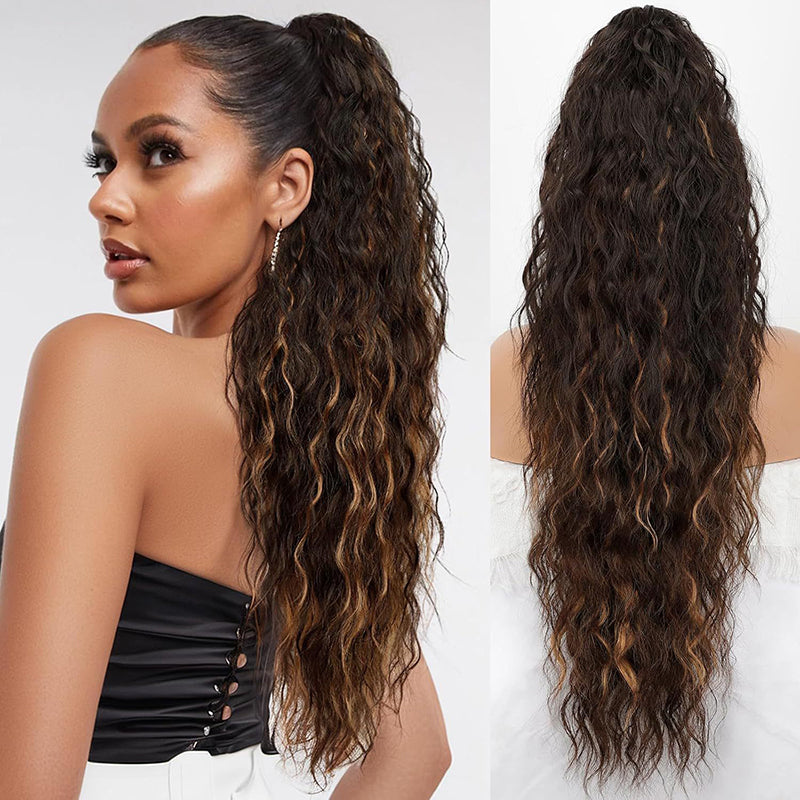 💜Curly Wavy Frizzy Hair Extension with Ponytail🔥