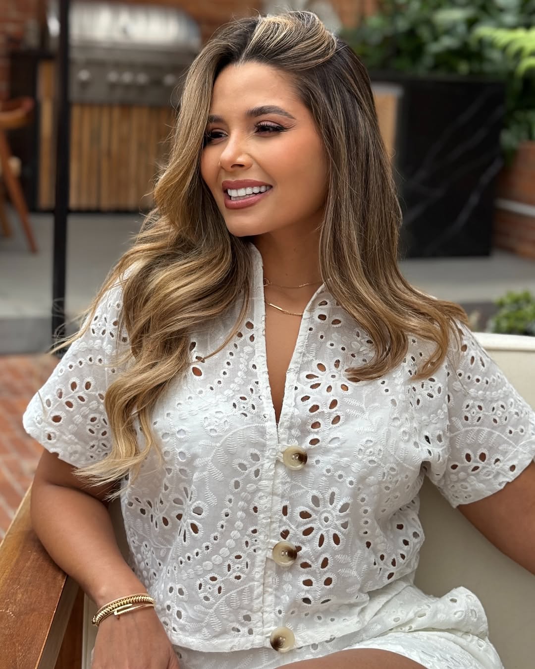 Lace Cutout Casual Short-Sleeve Shirt & Shorts 2-Piece Set