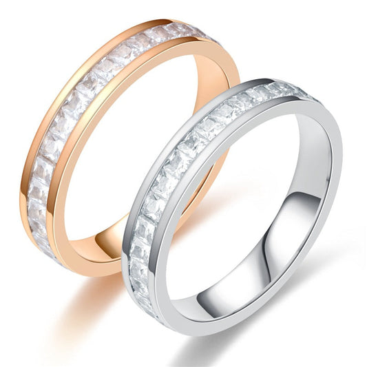 đLight Luxury Niche Titanium Steel Zircon Ring