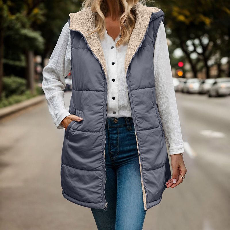 💝Great Gift! Women's Reversible Vest Sleeveless Faux Wool Jacket