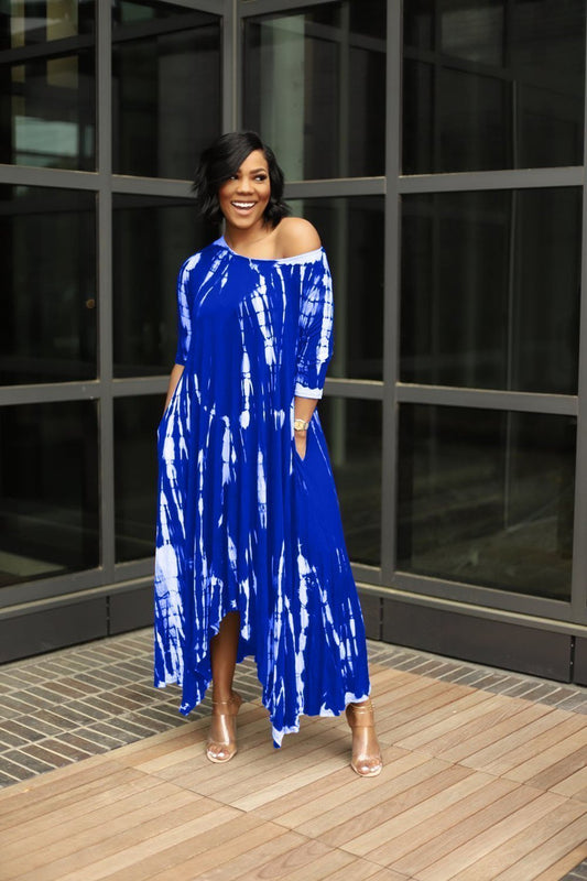 🔥💃Loose Graffiti Tie-Dye Pocket Midi Dress