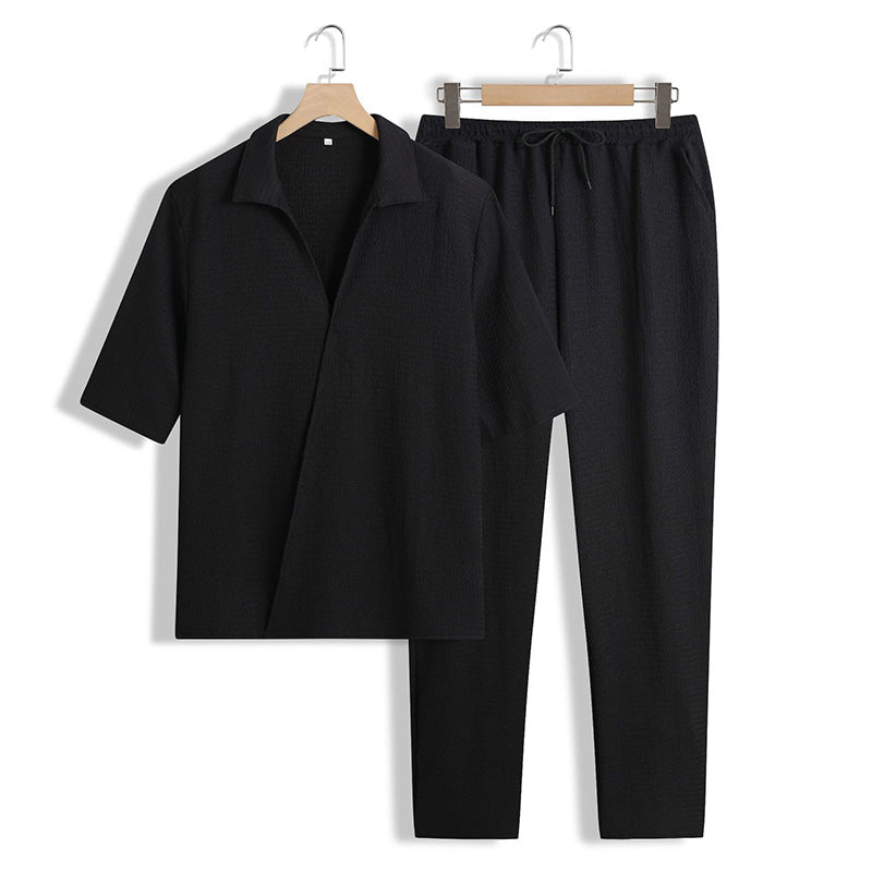 💖Men's 2 Pieces Short Sleeve V-Neck Top & Pants Sets