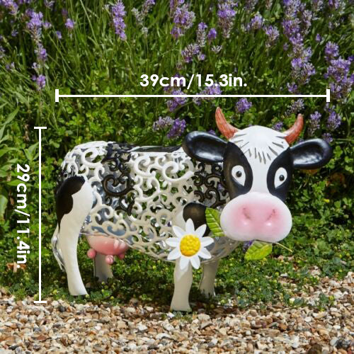 Changing Colour Solar Decorative Metal Cow