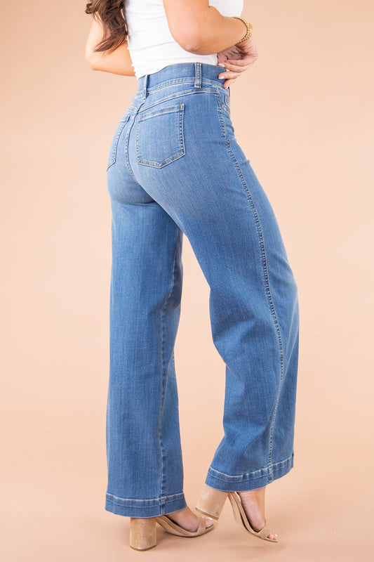 š„Seamed Front Wide Leg Jeans