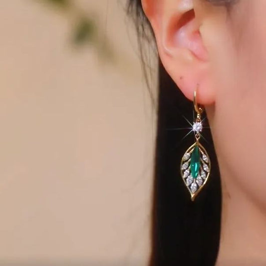 💖Mother's Day Sale-Fashion Crystal Leaf Earrings