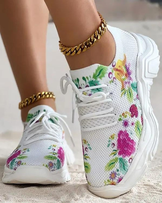 ๐ฅ Floral Print Lace-up Breathable Orthopedic Sneakers