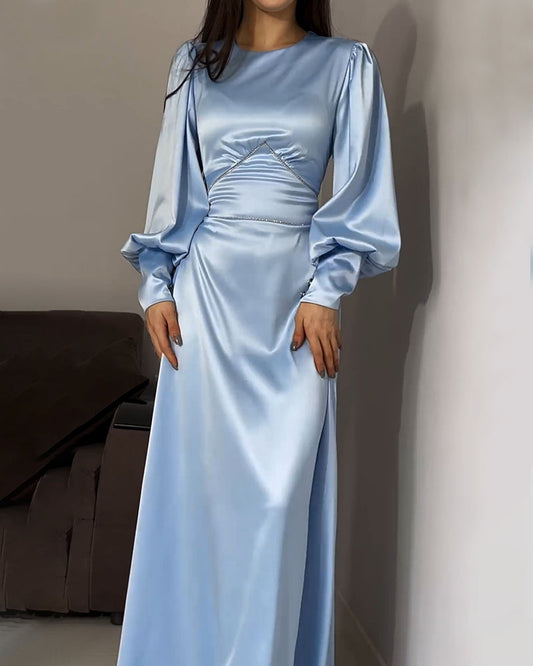 💖Women's Elegant waisted pleated cuff dress