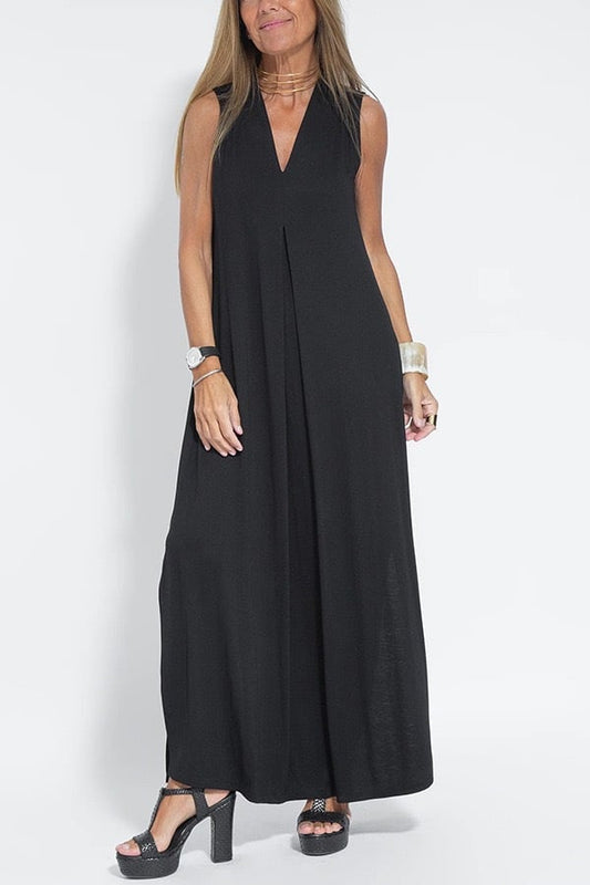 Elegant Is Eternal Knit Solid Color Sleeveless Slit Maxi Dress & Slit Drape Cardigan