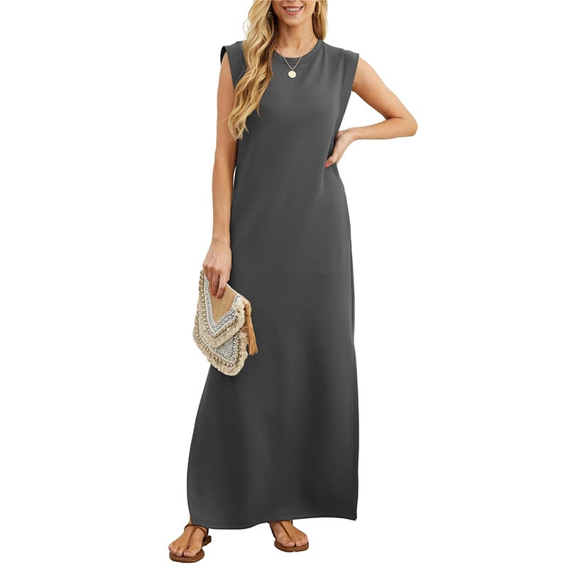 ⏰WOMEN SUMMER CASUAL LOOSE SPLIT WRINKLE-FREE LONG DRESS