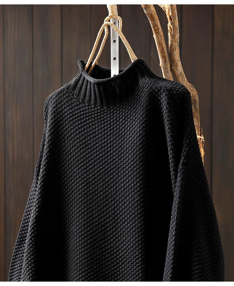 ⭐Turtleneck three-dimensional diamond knitted sweater