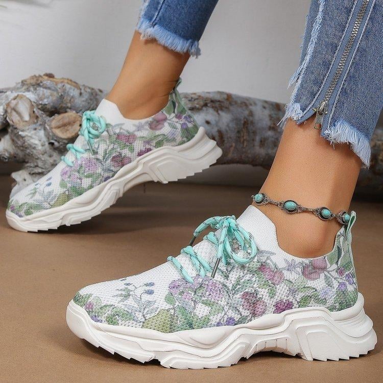 🔥 Floral Print Lace-up Breathable Orthopedic Sneakers