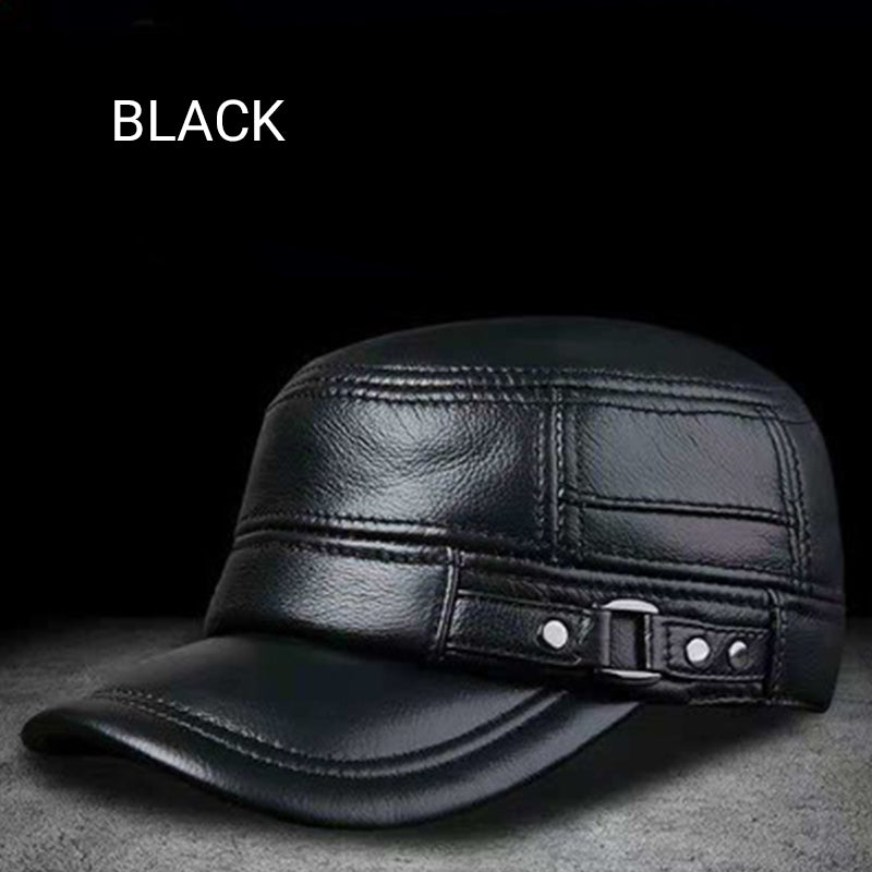 🔥🔥PU Leather Flat Top Warm Baseball Cap