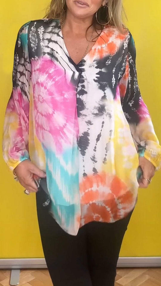 🔥Casual V-neck Tie-dye Top