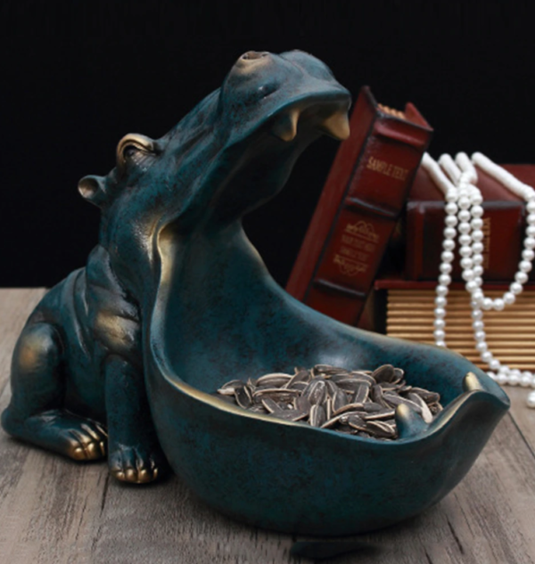 Resin Hippo Statue Holder