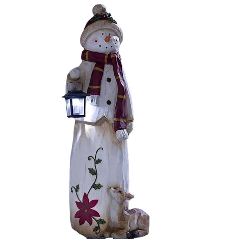 🔥🎄Woodland Snowman with Solar Lantern