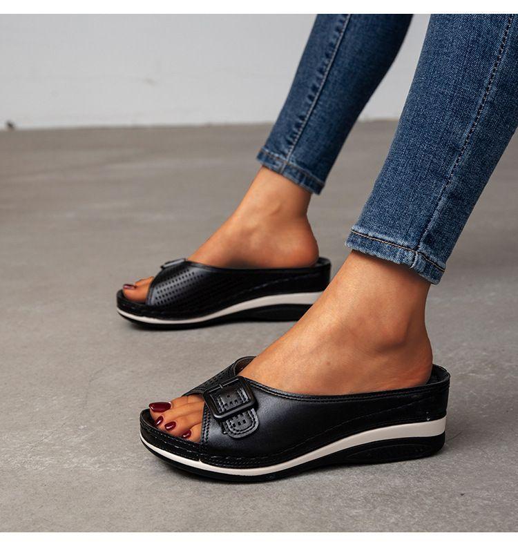 LEATHER SOFT FOOTBED ARCH-SUPPORT SANDALS