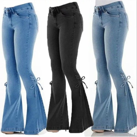 HUGGER BELL BOTTOMS STRETCHY JEANS