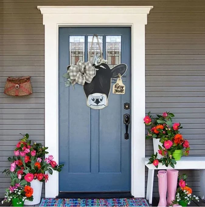 🔥Farmhouse Cow Head Welcome Wreath