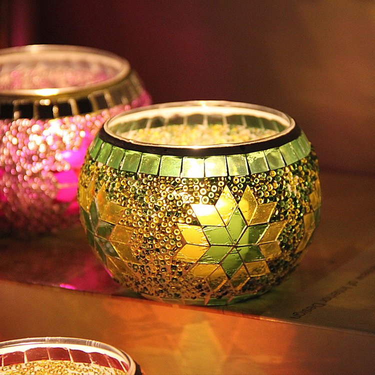 Mosaic Candle Holder Color Table Decor