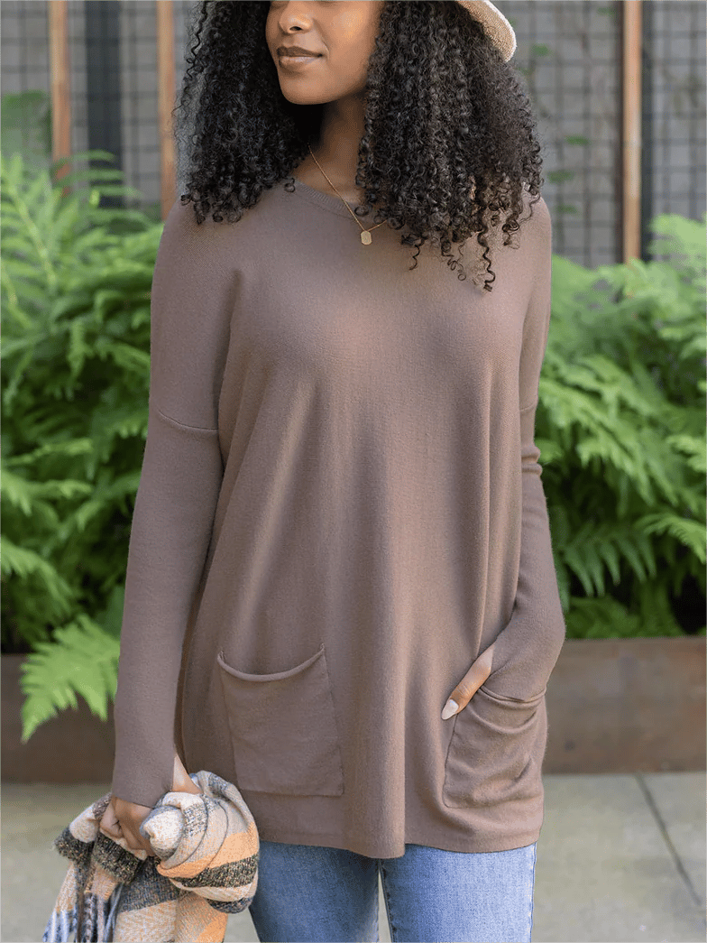 💥LONG SLEEVE THUMBHOLE SWEATER POCKET TUNIC💥