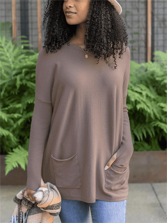 💥LONG SLEEVE THUMBHOLE SWEATER POCKET TUNIC💥
