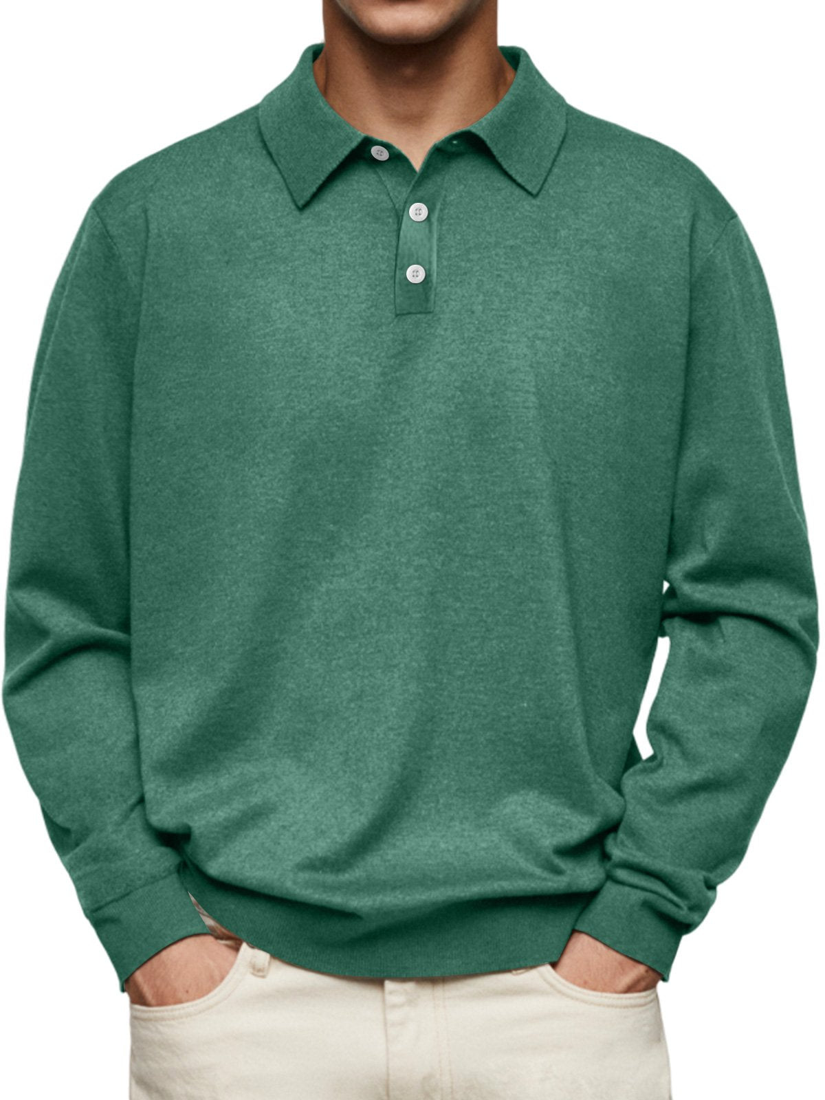🔥Men's Casual and Comfortable Solid Color Lapel Long Sleeve POLO Shirt