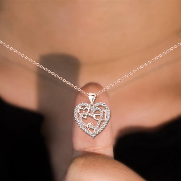 💎''Keep Me In Your Heart - Silver Interlocking Heart Necklace''💕