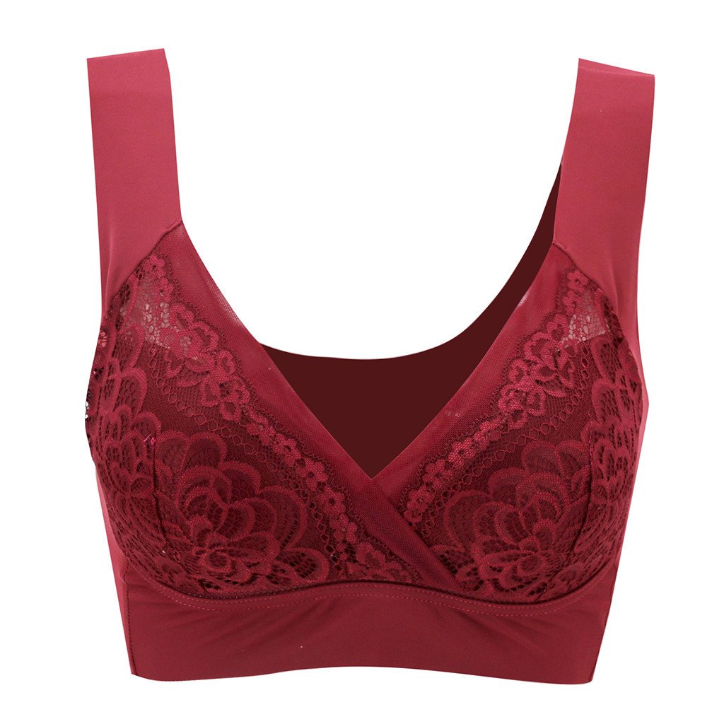 😍-Plus Size Comfort Extra Elastic Wireless Support Lace Bra