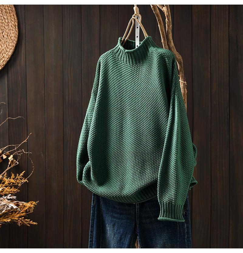 ⭐Turtleneck three-dimensional diamond knitted sweater