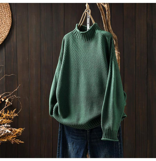 ⭐Turtleneck three-dimensional diamond knitted sweater