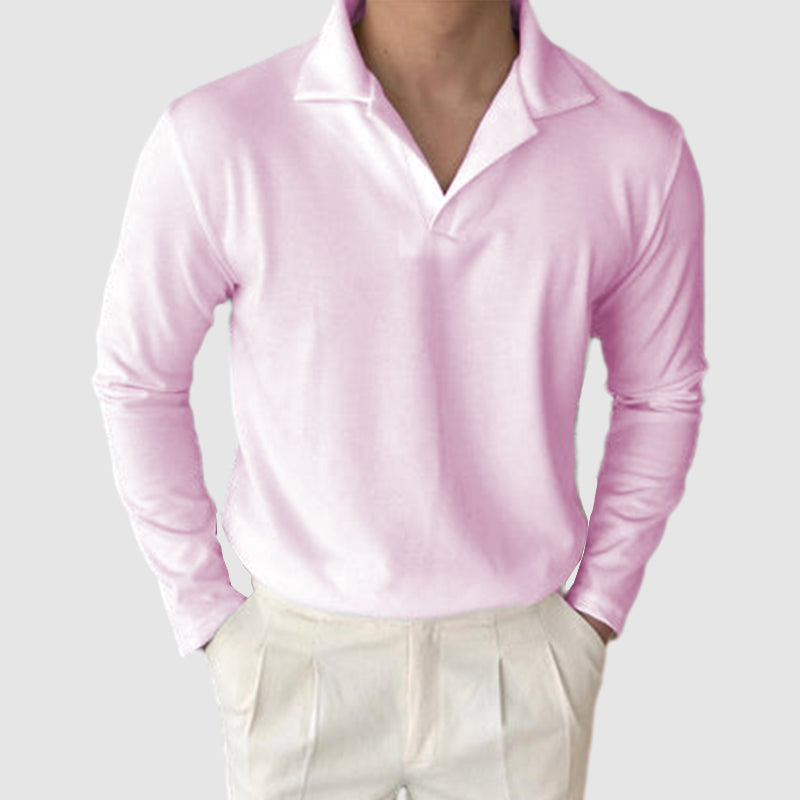 Men's V-neck small gingham top