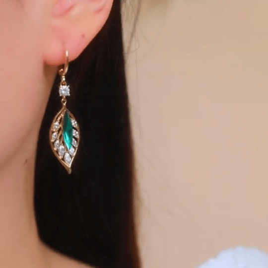 💖Mother's Day Sale-Fashion Crystal Leaf Earrings