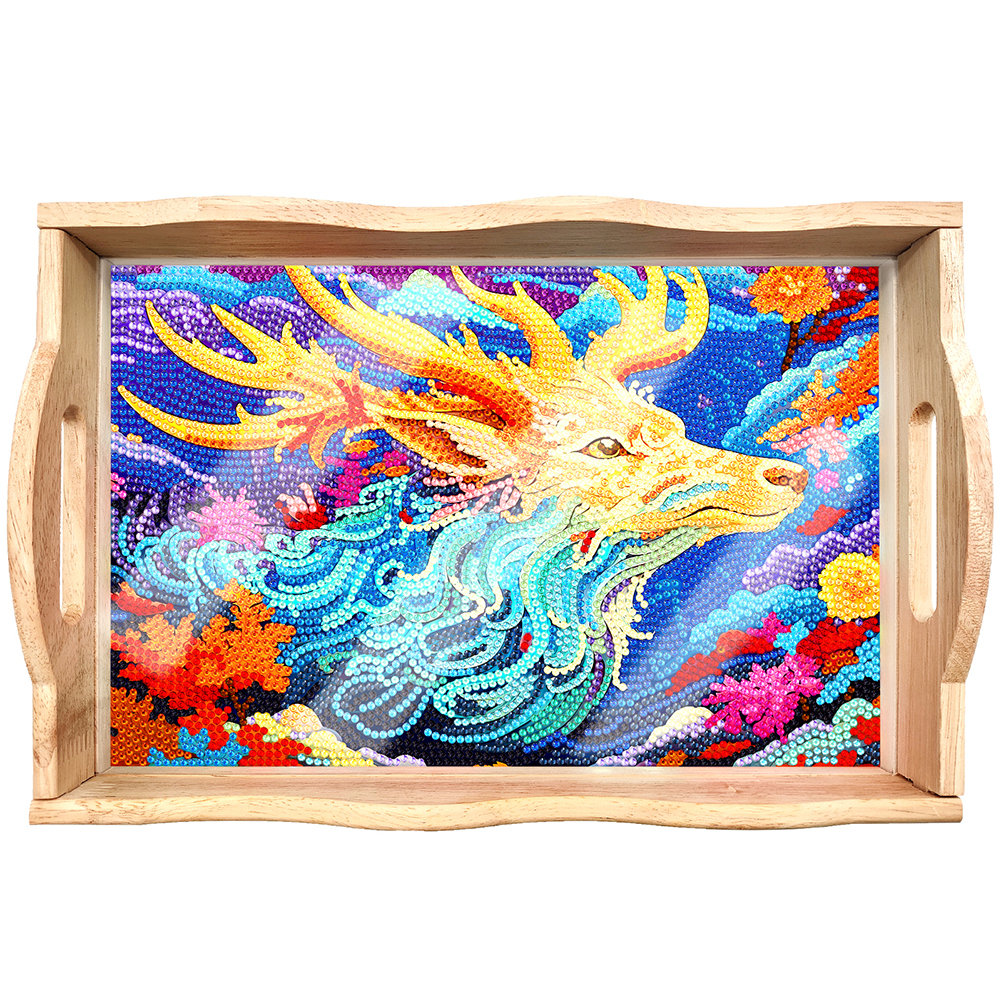 DIY Diamond Painting Wooden Tray Food Tray with Handle Living Room Decoration Mandala Wooden Tray Kit