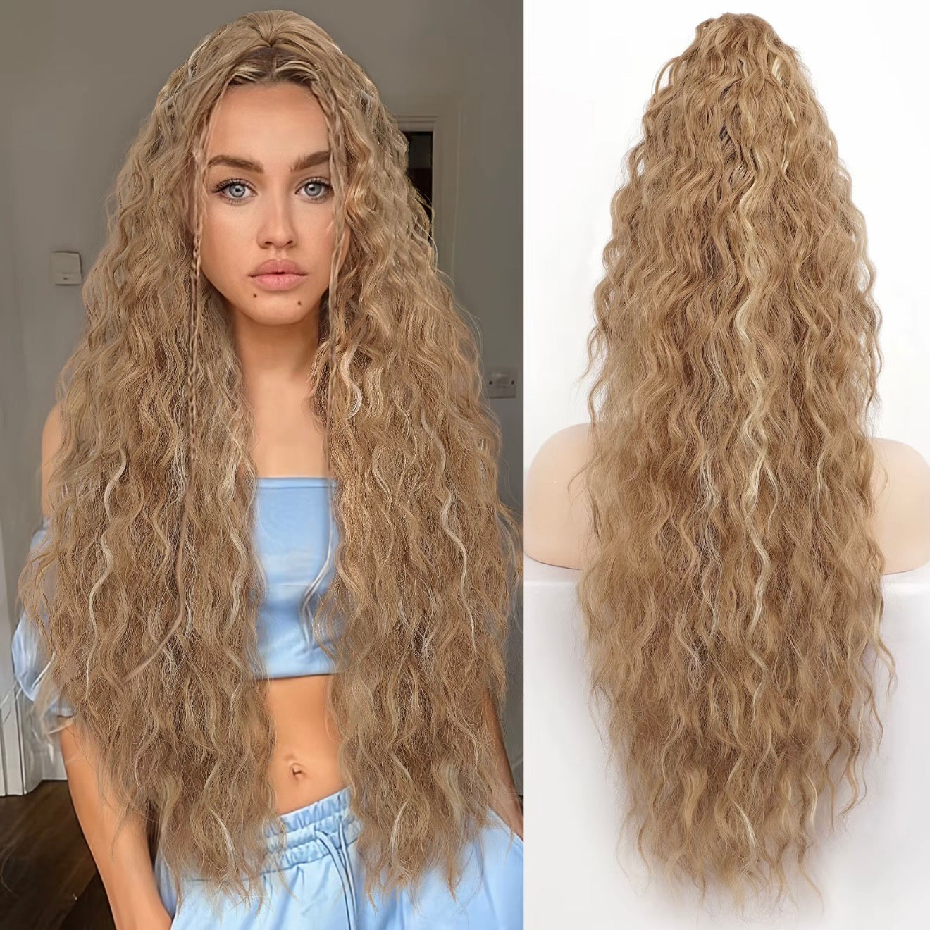 💜Curly Wavy Frizzy Hair Extension with Ponytail🔥