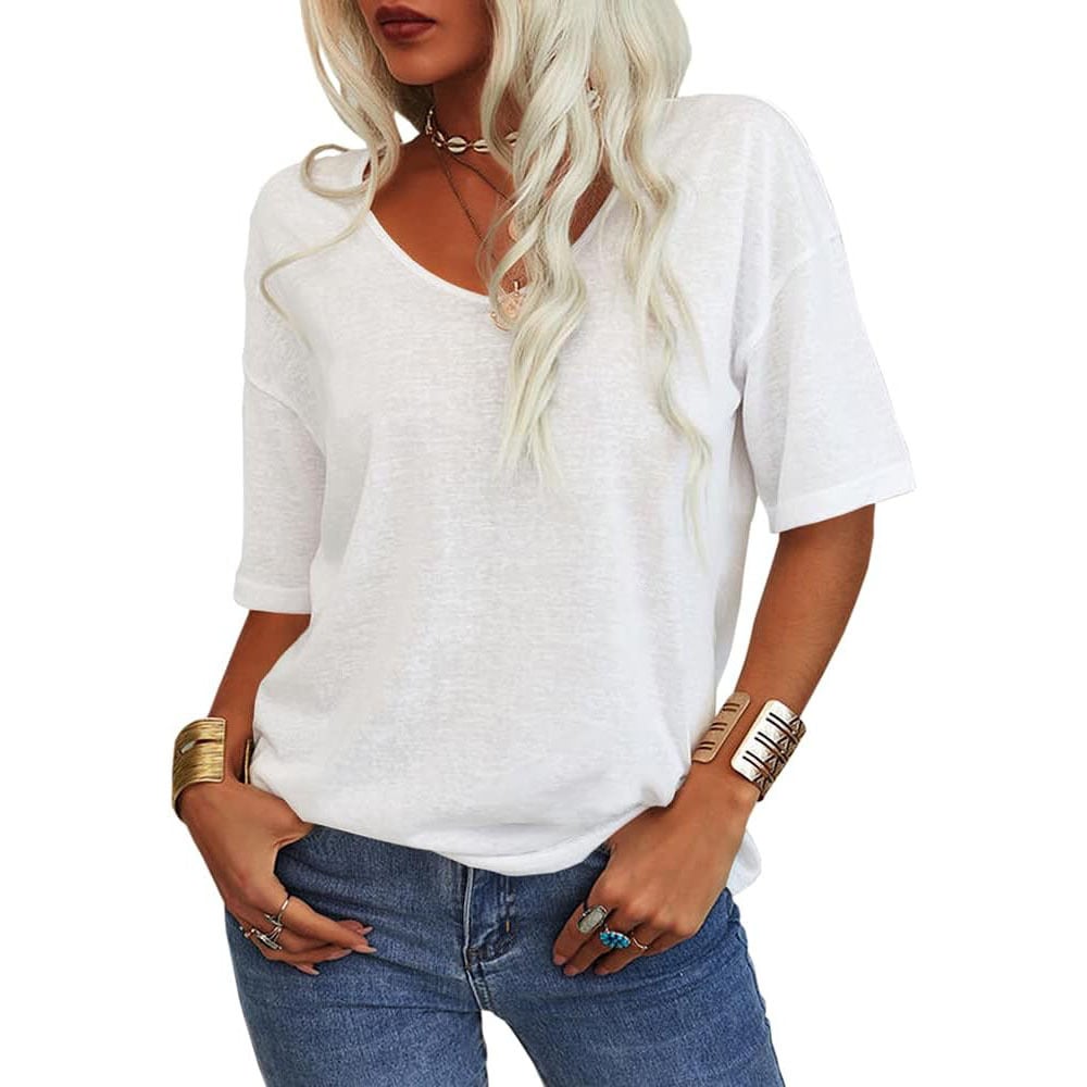 ✨Women's Solid Color V-Neck T-shirt