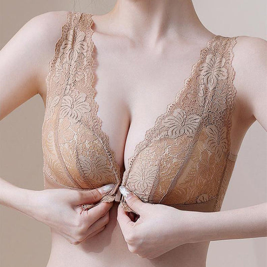 💜Lace Open Button Closure Anti-Sagging Breathable Bra